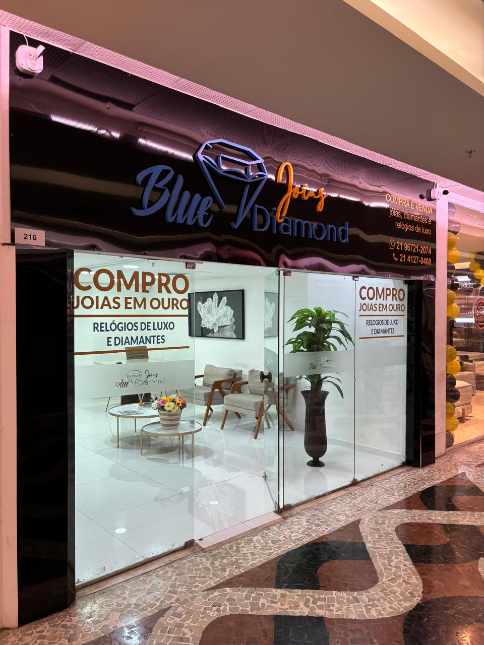 Fachada da Blue Diamond Joias no Shopping da Gávea