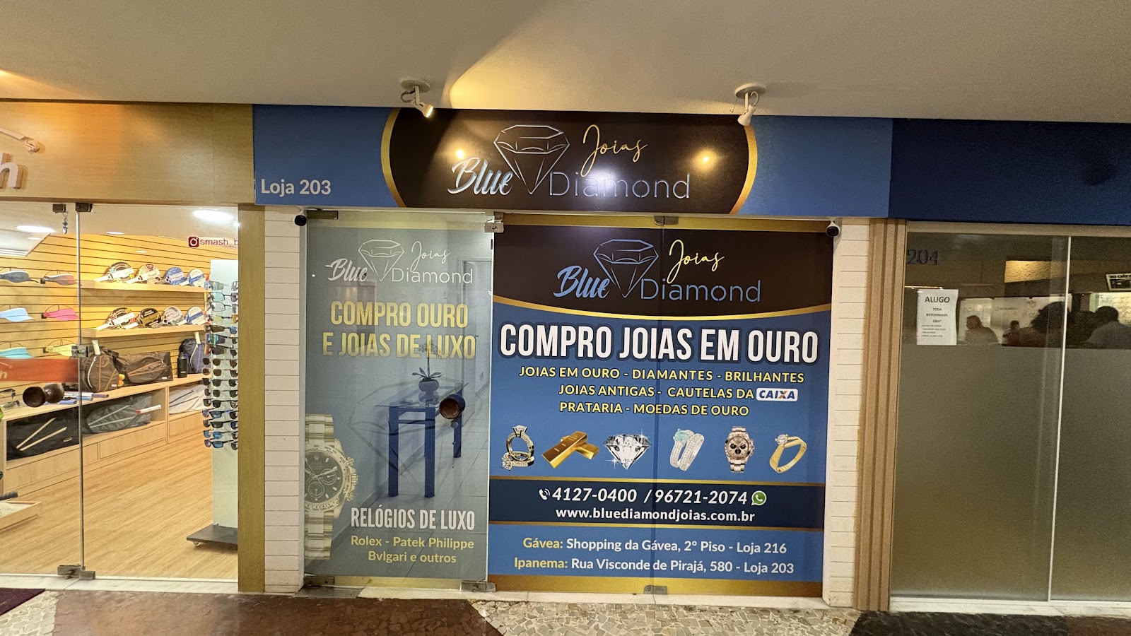 Fachada da Blue Diamond Joias em Ipanema
